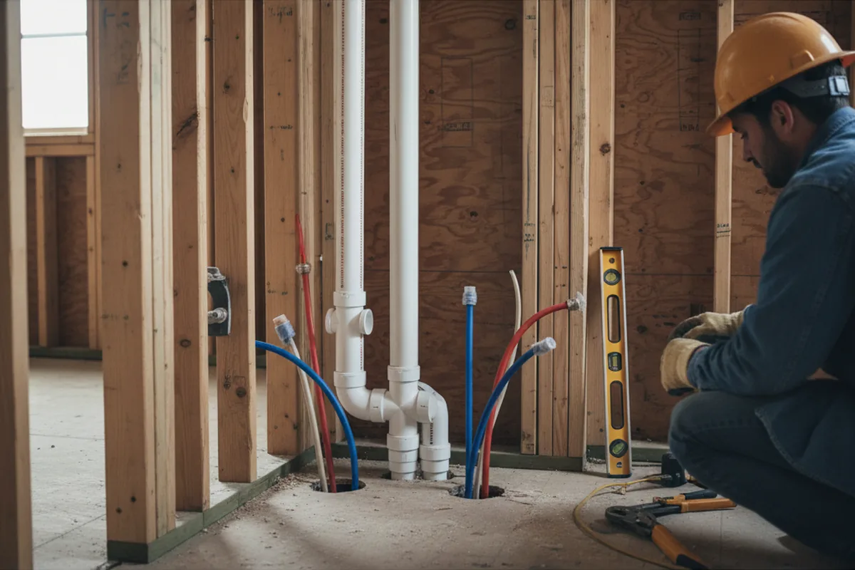 Drain and supply rough-in during Garbage Disposal Repair in Highland